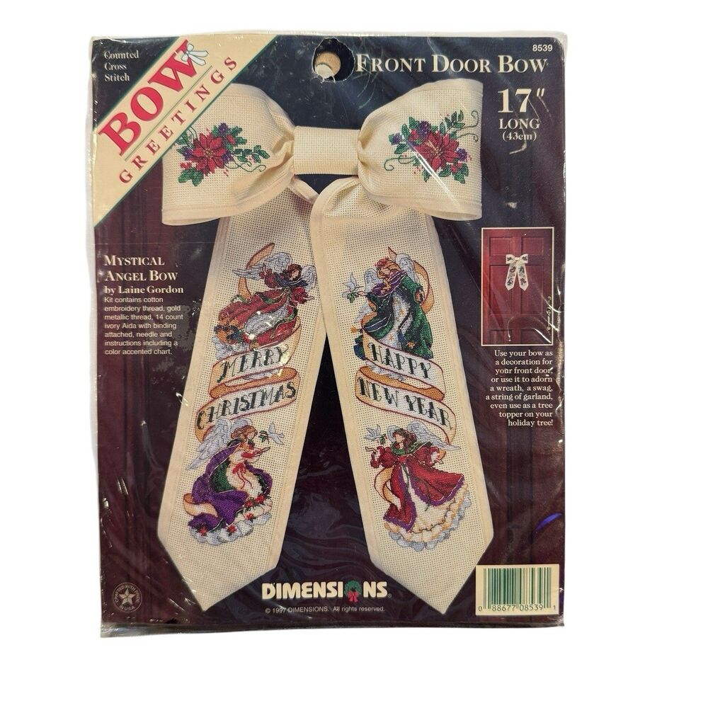 Dimensions Bow Greetings Front Door Magical Angels SEALED 1997 Cross Stitch 8539